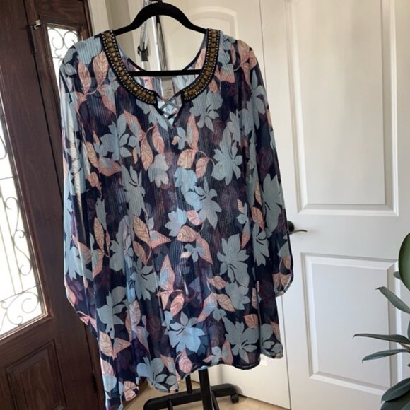 Catherines Shear Top Women”s 4X Embellished Plus Size - Picture 4 of 8